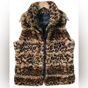 Donna Salyers Fabulous Faux fur Vest Animal Print Cheetah Women Size Medium NWOT